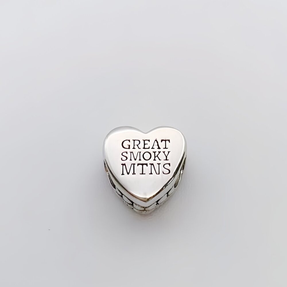 Pandora Smoky Mountains Bear Heart Charm Travel Bead Pendant S925 Sterling - Picture 2 of 3